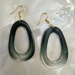 Resin and Dark Green Earrings
